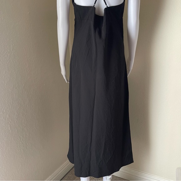 Madewell Layton midi V-neck adjustable cami straps slip dress true black Size 10 - Picture 5 of 12